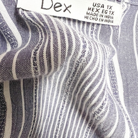 Dex Plus Womens Indigo Striped Printed Bohemian Chiffon Kimono Robe Size 1X - Picture 5 of 8